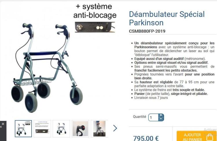 4-wheel walker marketed as specially designed for Parkinson's sufferers